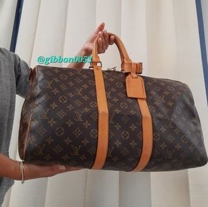 Authentic Louis Vuitton Keepall Bandouliere 45 monogram canvas travel ba…